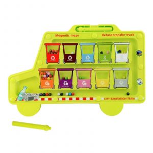 Labyrinthe color&eacute; pour enfants, puzzle magn&eacute;tique, jeu &eacute;ducatif de tri des couleurs pour enfants, r&eacute;flexion logique sur l'espace-Poubelle - Neuf