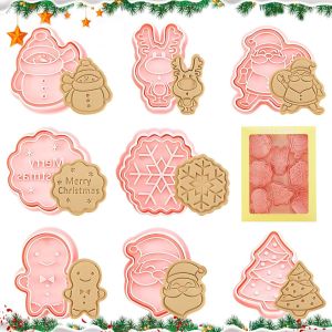 Emporte Pi&egrave;ces No&euml;l, 8 Pi&egrave;ce 3d Moule Emporte-Pi&egrave;ces, No&euml;l Emporte-Pi&egrave;ces, Emporte-Pi&egrave;ces Plastique, Biscuit Moule No&euml;l Pour D&eacute;coration De Biscuits Fondant Cookie G&acirc;teau - Neuf