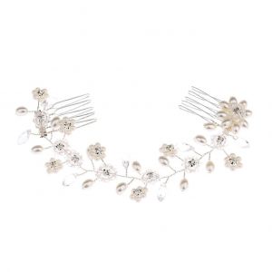 Accessoire De Coiffure De Mari&iquest;&iquest;E De Luxe : Peigne Double, Pince &iquest;&iquest; Cheveux, Bijou De T&iquest;&ordm;te En Cristal Et Strass Transparents. - Neuf