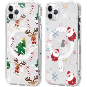 SJZG-2 Pi&egrave;ces No&euml;l Coque Magn&eacute;tique Pour Iphone 11 Pro Max 6,5'', Etui En Motif Dessin Cadeau De No&euml;l Compatible Avec Magsafe, Housse Christmas Silicone Bumper Cover Pour Iphone 11 Pro Max, No&euml;l 05 - Neuf