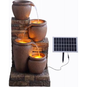 Mevronisshop-Fontaine D'eau Ext&eacute;rieure &Agrave; 4 &Eacute;tages De 30,71 Pouces Avec Lumi&egrave;res Led, Terracotta, - Neuf