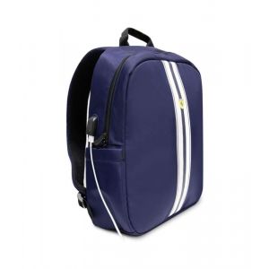 Sac &agrave; dos Ferrari Pista avec logo m&eacute;tallique sur piste 15 pouces et c&acirc;ble de chargement bleu marine - Neuf