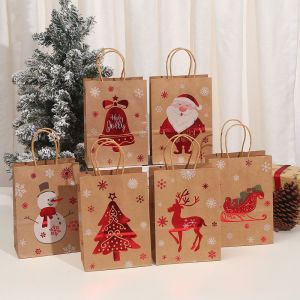 24 D'or De No&euml;l Sacs &Agrave; Main, Le Wapiti Et Le Flocon De Neige, Arbre De No&euml;l, R&eacute;veillon De No&euml;l, Les Cadeaux, Papier De Brown Emballage Cadeaux - Neuf