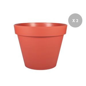 Lot De 2 Pots De Fleur Rond Toscane &Oslash; 46 X H.65 Cm - Orange Terre Battue - Eda - Neuf