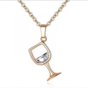 Couleur Or Verre À Vin Créatif Pendentif Collier Zircon Cristal Vin Coupe Pendentifs Femmes Ras De Cou Chaînes Clavicule Cou Bijoux Cadeau - Neuf