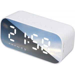 Réveil Numérique, Horloge De Chevet Portable Grand Écran Avec Double Alarme, Radio-Réveil Fm Avec Haut-Parleur Bluetooth, Luminosité Réglable, Détection De Température En - Neuf