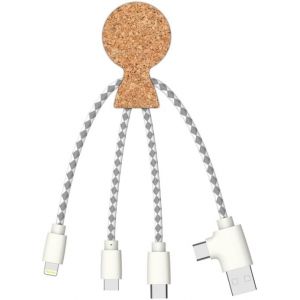 Eryi-Mr Bio Câble Multi Usb 4en1 En Forme De Pieuvre Cork - Chargeur En Liège Usb Universel Pour Smartphone Apple Iphone Samsung Google Huawey Xiaomi Oneplus Lg Kindle - Neuf