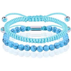 Eryi-2 Pièces Bracelet Surfeur Set, Boho Bracelets Pour Homme, 6mm Bracelet De Naturelle, Accessoires De Plage Et De Festival, Fabriqués À La Main, Imperméable Et Ajusta - Neuf