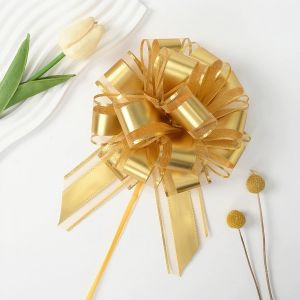 Kal-8 Grands N?Uds Pour Cadeau Avec Ruban Cadeau - Diamètre : 18 Cm - Pour Bricolage Et Emballage, N?Uds Décoratifs Pour Mariage, Anniversaire Et Noël (Doré) - Neuf