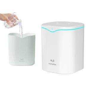 Humidificateur d'air et diffuseur &agrave; ultrasons &agrave; brume fra&icirc;che 2 L, blanc - Neuf