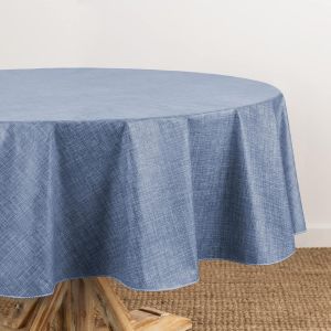 SJZG-Home Fashions Monterey Nappe Ovale En Vinyle R&eacute;sistante &Agrave; L'Eau Et Aux Taches Avec Revers En Flanelle, 152,4 X 213,4 Cm, Bleu - Neuf