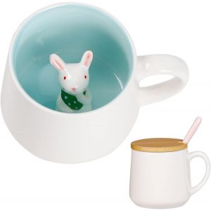 Eryi-Cadeau Pour Femme - Tasse À Café En Forme De Lapin Mignon Avec Couvercle À Cuillère - Cadeau Amusant Pour La Saint-Valentin, La Fête Des Mères, Halloween, Noël, Pour Sa Femme, Maman, Grand-Mère, - Neuf
