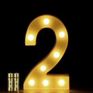 KALANKA-® Chiffres Lumineux Lettres Lumineuses Alphabet Lumineux Lampe LED Lettre Lumières Lettre Deco Opérateur à Piles pour Réceptions Partie Mariage Maison Décoration (2) - Neuf