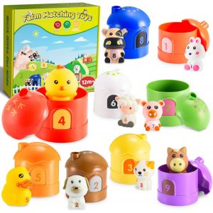 TDRFL-Animaux De La Ferme Jouet Enfant 1 2 3 Ans,Jouets Éveil Montessori Jeux Educatif 1-3 Ans Figurines D'Animaux Jouet Bebe 6-18 Mois Cadeau Fille Enfant Garcon 1-3 Ans Cadeau Annivers - Neuf