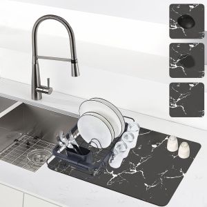 Tzf-50cm * 60cm Tapis Absorbant Vaisselle Tapis Egouttoir Vaisselle 2.5 Mm De Profondeur Facile &Agrave; Nettoyer Tapis Pour Machine &Agrave; Caf&eacute; Convient Aux Machines &Agrave; Caf&eacute; Aux Tapis De Bar Aux Tapis - Neuf
