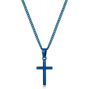 Kal-Collier Homme, Collier Avec Pendentif Croix Pour Homme, Collier Croix En Acier Inoxydable Noir Argent&eacute; Pour Homme Femme, Cadeau Croix Pour Homme - Neuf