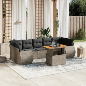 Prolenta Premium - Salon De Jardin 8 Pcs Avec Coussins Gris R&eacute;sine Tress&eacute;e - Neuf