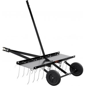 NouvelHorizonstore-R&acirc;teau d&eacute;chaumeur de remorquage derri&egrave;re, 1015 mm, r&acirc;teau d&eacute;chaumeur remorqu&eacute; de pelouse avec 20 Dents Acier &agrave; Ressort pour VTT ou Tondeuse, r&acirc;teau avec poign&eacute;e Levage pour Herbe, - Neuf