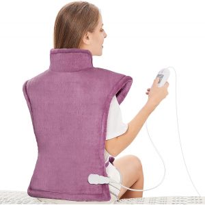 Coussin Chauffant dos Electrique Epaule et Nuque 60x85cm, 3 Niveaux de Chaleur, minuterie d'arr&ecirc;t Automatique de 3 heures, Chauffage rapide, Ceinture, Chauffe-dos Flanelle, Lavable en Machine, violet - Neuf