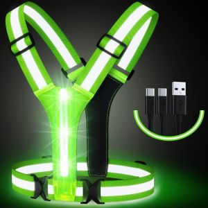 Acdsgd-Led S&eacute;curit&eacute; Rechargeable Usb,Gilet Running Avec Indicateur De S&eacute;curit&eacute; Et Ceinture R&eacute;fl&eacute;chissante, Gilet De Course Avec 3 Modes D'&eacute;clairage Et Angle De Faisceau &Agrave; 360&deg;, Pour Jogging, Camping Etc - Neuf