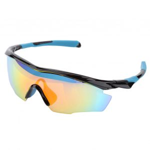 Lunettes De Cyclisme Unisexes En Plastique Avec Protection Uv (Noir Et Bleu) - Neuf