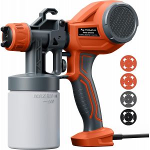 CHECARZHN--NO1-Pistolet A Peinture, Hvlp Pistolet A Peinture Electrique Avec 4 Buses En Cuivre Et 3 Motifs, Accessoires De Nettoyage, 100 Din-S Pulvérisateurs De Peinture, Applicabilité Mur Et Plafon - Neuf