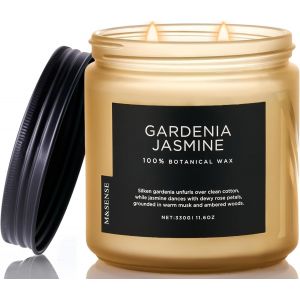 Bougie Parfum&eacute;es Gard&eacute;nia & Jasmin Romantique,bougie florale 330g 70h,2 m&egrave;ches cadeau femme-bougies d&eacute;coratives parfum&eacute;es pour chambre &agrave; coucher - Neuf