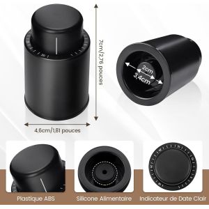 2 Pcs Bouchons De Bouteille Vin Sous Vide Pour Champagne/Vin,Pompe À Vide À Vin Avec Échelle De Temps,Bouchon Vin Vide Air,Meilleur Cadeau Pour Les Amateurs De Vin. - Neuf