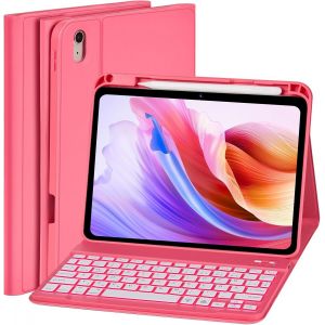 Étui avec clavier pour iPad A16 11e génération 2025/10 génération 2022, (11/10,9 pouces), clavier magnétique amovible éclairé pour iPad 11e/10e génération (rose) - Neuf