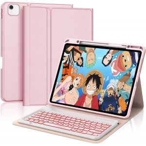 &Eacute;tui avec clavier pour iPad Air 13 M3 2025/Air 13 M2 2024, italien QWERTY, r&eacute;tro&eacute;clairage &agrave; 7 couleurs Bluetooth magn&eacute;tique amovible clavier pour iPad Air 13"" 2025/2024, rose - Neuf