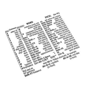 Autocollants de raccourcis clavier de référence pour PC,ordinateur portable,ordinateur de bureau,pour Word/Excel - Neuf