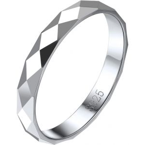 Tianyi-Bague Femme Argent 925 Bague Homme Personnalisable Anneau 3mm Surface En Losange - Taille 47/49/52/54/57/59/62/64/67 - Neuf
