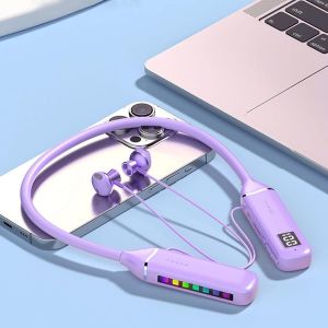 Casque De Cou Bluetooth 5.3, R&eacute;sistant &Agrave; La Transpiration, Ipx5, Led Rvb, St&eacute;r&eacute;o, Batterie 500 Mah, Violet - Neuf