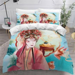 Housse De Couette Chinoise X Imprim&iquest;&iquest; D Des Fans Mangas Parure De Lit Personnes Hypoallergique Microfibre Literie Pi&iquest;&iquest;Ces Avec Fermeture &iquest;&iquest;Clair - Neuf