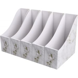 Moiuy-Lot De 5 Porte-Revues Boîte En Carton, Pliable Range Document Carton, Imperméable Porte Revues Stockage Fichiers, Fichier Magazine Support Pour Maison Bureau École Dossier Papeterie (Marbrure) - Neuf