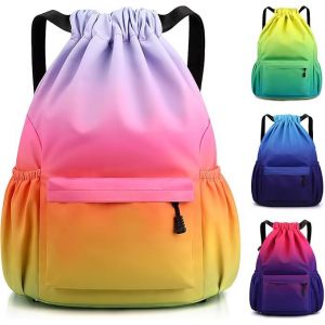 Sac &Agrave; Dos Cordon Grand, Sac De Sport Imperm&eacute;able Pour Homme Femme Sac Cordon Sac &Agrave; Dos Pour Shopping Sport Voyage - Arc En Ciel - Neuf