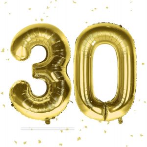 Lot De 2 Ballons &Agrave; L'H&eacute;lium En Aluminium Pour 30E Anniversaire - 7,6 Cm Et 0 Cm - Grand Chiffre 30 - Dor&eacute; - 101,6 Cm - Neuf
