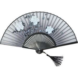 KALANKA-Soie Bambou Main pliant ventilateurs avec fabriquée à la main en soie ventilateur Coque de pochettes et boîte cadeau fête de mariage cadeau pour filles/femmes (Pretty Peony Pattern), Bois den - Neuf