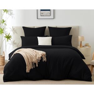 Tianyi-Parure De Lit 140x200 Avec 1 Taie D'oreiller 65x65 Cmparure De Lit 1 Personne Pour Lit 90x190 Avec Fermeture Éclair Sets De Housse Couette En Microfibre, Noir 140 X 200 - Neuf