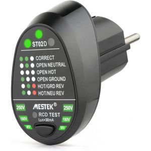 Testeur de Prise &eacute;lectrique, RCD Testeur De Sortie De D&eacute;tecteur De Polarit&eacute; de Circuit de Test de Fil de Terre en Direct Neutre Automatique(EU Plug) - Neuf