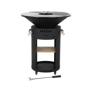 Barbecue plancha brasero &agrave; charbon et bois "Cesar premium" - &Oslash; 81 cm - Noir - Neuf