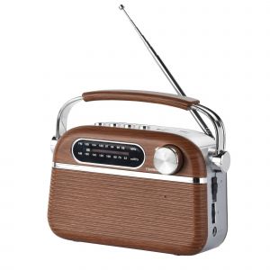 HALTERREGO Radio vintage Grandes Ondes Aspect bois, AM/FM/SW lecteur USB/ Carte Micro SD prise secteur ou pile (non incluse) - Neuf