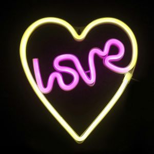 Néon Amour Dans Le Coeur Signe LED Néon Lumière Mignon Rose Jaune Veilleuse Fille Saint Valentin Birthda - Neuf