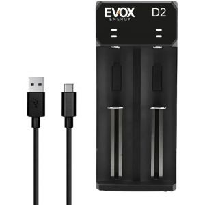 Chargeur Accus USB-C ¿ Double Slot pour Piles Rechargeables Li-ION ¿ Compatible 18650, 18490, 18350, 18500, 17500, 14500, 20700, 21700, 26650 ¿ Charge Rapide avec Sécurité Intelligente - Neuf