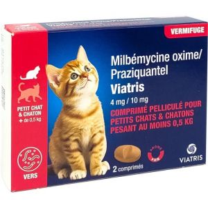 Milbemycine / Praziquantel Viatris Chaton Et Petit Chat X2 - Neuf