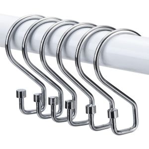 ERYI-Anneaux Rideaux Douche, Lot De 12 Crochets En Forme De S Antirouille, Crochets Polyvalents Pour Rideaux De Douche, Ustensiles De Cuisine, Vêtements, Serviettes (Argent) - Neuf