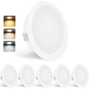 YindaLux Set de 3 Spot LED Encastrable 230V 3W 3000K Blanc Chaud 4000K Blanc Neutre 6000K Blanc Froid, 15mm Extra Plat Spots de Plafond 300LM Trou 55-58mm, IP44 Spot Salle de Bain, Blanc - Neuf