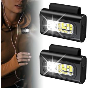 Lampe Frontale Led Rechargeable: 2 Pi&egrave;ces Lampe Frontale Led &Agrave; Clip Magn&eacute;tique Avec 6 Modes, 1200 Lumens, Portable Lampe Frontale Rechargeable Avec Lumi&egrave;re Rouge Pour Le Jogging, Camping - Neuf