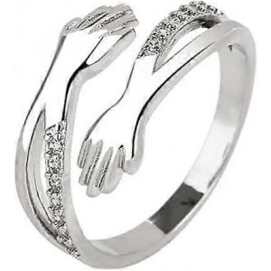 Anneaux De C&acirc;lin En Argent Sterling 925 Pour Les Femmes, Bijoux De Bande R&eacute;glable, Cadeau Pour Les Adolescentes Couples &Eacute;treignant Les Anneaux De Main Plaqu&eacute; Argent Pour Femme - Neuf