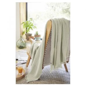 Plaid Quadruple Gaze De Coton 180 X 220 Cm Gaia Vert D Eau - Neuf